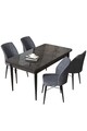 Set masă și scaune (5 bucăți), Hanah Home, Arp, Marmură neagră / Fumure