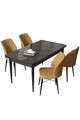 Set masă și scaune (5 bucăți), Hanah Home, Arp, Marmură neagră / Cappuccino