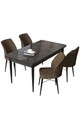 Set masă și scaune (5 bucăți), Hanah Home, Arp, Marmură neagră / Maro