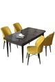 Set masă și scaune (5 bucăți), Hanah Home, Arp, Marmură neagră / Muștar
