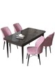Set masă și scaune (5 bucăți), Hanah Home, Arp, Marmură neagră / Roz