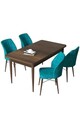 Set masă și scaune (5 bucăți), Hanah Home, Arp, Baroc / Turcoaz