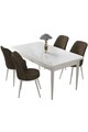 Set masă și scaune (5 bucăți), Hanah Home, Nil, Alb/Maro