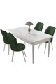 Set masă și scaune (5 bucăți), Hanah Home, Nil, Alb / Kaki