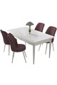 Set masă și scaune (5 bucăți), Hanah Home, Nil, Alb / Roz Păduros