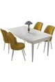 Set masă și scaune (5 bucăți), Hanah Home, Nil, Alb/Muștar