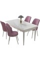 Set masă și scaune (5 bucăți), Hanah Home, Nil, Alb/Roz