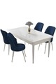 Set masă și scaune (5 bucăți), Hanah Home, Nil, Alb / Bleumarin