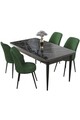 Set masă și scaune (5 bucăți), Hanah Home, Nil, Marmură neagră / Kaki