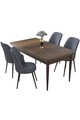 Set masă și scaune (5 bucăți), Hanah Home, Nil, Baroc / Fumuriu