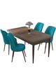 Set masă și scaune (5 bucăți), Hanah Home, Nil, Baroc / Turcoaz
