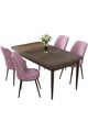 Set masă și scaune (5 bucăți), Hanah Home, Nil, Baroc / Roz