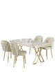 Set masă și scaune (5 bucăți), Hanah Home, Rigel, Alb / Auriu / Crem