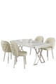 Set masă și scaune (5 bucăți), Hanah Home, Rigel, Alb / Crom / Crem