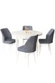 Set masă și scaune (5 bucăți), Hanah Home, Rox, Alb / Fum