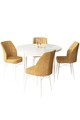 Set masă și scaune (5 bucăți), Hanah Home, Rox, Alb / Cappuccino