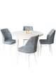 Set masă și scaune (5 bucăți), Hanah Home, Rox, Alb/Gri