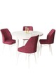 Set masă și scaune (5 bucăți), Hanah Home, Rox, Alb / Burgundia