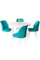 Set masă și scaune (5 bucăți), Hanah Home, Rox, Alb / Turcoaz