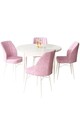 Set masă și scaune (5 bucăți), Hanah Home, Rox, Alb/Roz