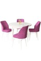 Set masă și scaune (5 bucăți), Hanah Home, Rox, Alb/Mov