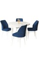 Set masă și scaune (5 bucăți), Hanah Home, Rox, Alb / Bleumarin