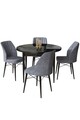 Set masă și scaune (5 bucăți), Hanah Home, Rox, Marmură neagră / Fumure