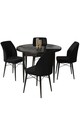Set masă și scaune (5 bucăți), Hanah Home, Rox, Marmură neagră / Negru