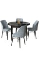 Set masă și scaune (5 bucăți), Hanah Home, Rox, Marmură neagră / Gri