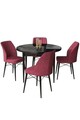 Set masă și scaune (5 bucăți), Hanah Home, Rox, Marmură neagră / Burgundia