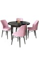 Set masă și scaune (5 bucăți), Hanah Home, Rox, Marmură neagră / Roz