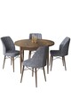 Set masă și scaune (5 bucăți), Hanah Home, Rox, Baroc / Fumuriu