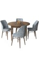 Set masă și scaune (5 bucăți), Hanah Home, Rox, Baroc / Gri