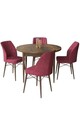 Set masă și scaune (5 bucăți), Hanah Home, Rox, Baroc / Burgundia