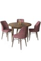 Set masă și scaune (5 bucăți), Hanah Home, Rox, Baroc / Roz Păfuit