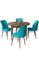 Set masă și scaune (5 bucăți), Hanah Home, Rox, Baroc / Turcoaz