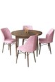 Set masă și scaune (5 bucăți), Hanah Home, Rox, Baroc / Roz