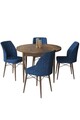 Set masă și scaune (5 bucăți), Hanah Home, Rox, Baroc / Albastru marin