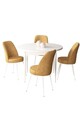 Set masă și scaune (5 bucăți), Hanah Home, Tor, Alb / Cappuccino
