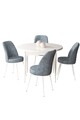 Set masă și scaune (5 bucăți), Hanah Home, Tor, Alb/Gri