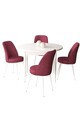 Set masă și scaune (5 bucăți), Hanah Home, Tor, Alb / Burgundia