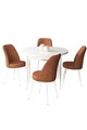 Set masă și scaune (5 bucăți), Hanah Home, Tor, Alb / Roșu-catifea