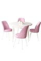 Set masă și scaune (5 bucăți), Hanah Home, Tor, Alb/Roz