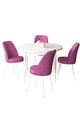 Set masă și scaune (5 bucăți), Hanah Home, Tor, Alb/Mov