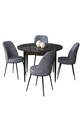 Set masă și scaune (5 bucăți), Hanah Home, Tor, Marmură neagră / Fumure
