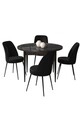 Set masă și scaune (5 bucăți), Hanah Home, Tor, Marmură neagră / Negru