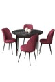 Set masă și scaune (5 bucăți), Hanah Home, Tor, Marmură neagră / Burgundia