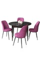 Set masă și scaune (5 bucăți), Hanah Home, Tor, Marmură neagră / Violet