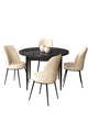 Set masă și scaune (5 bucăți), Hanah Home, Tor, Marmură neagră / Crem