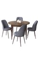 Set masă și scaune (5 bucăți), Hanah Home, Tor, Baroc / Fumuriu